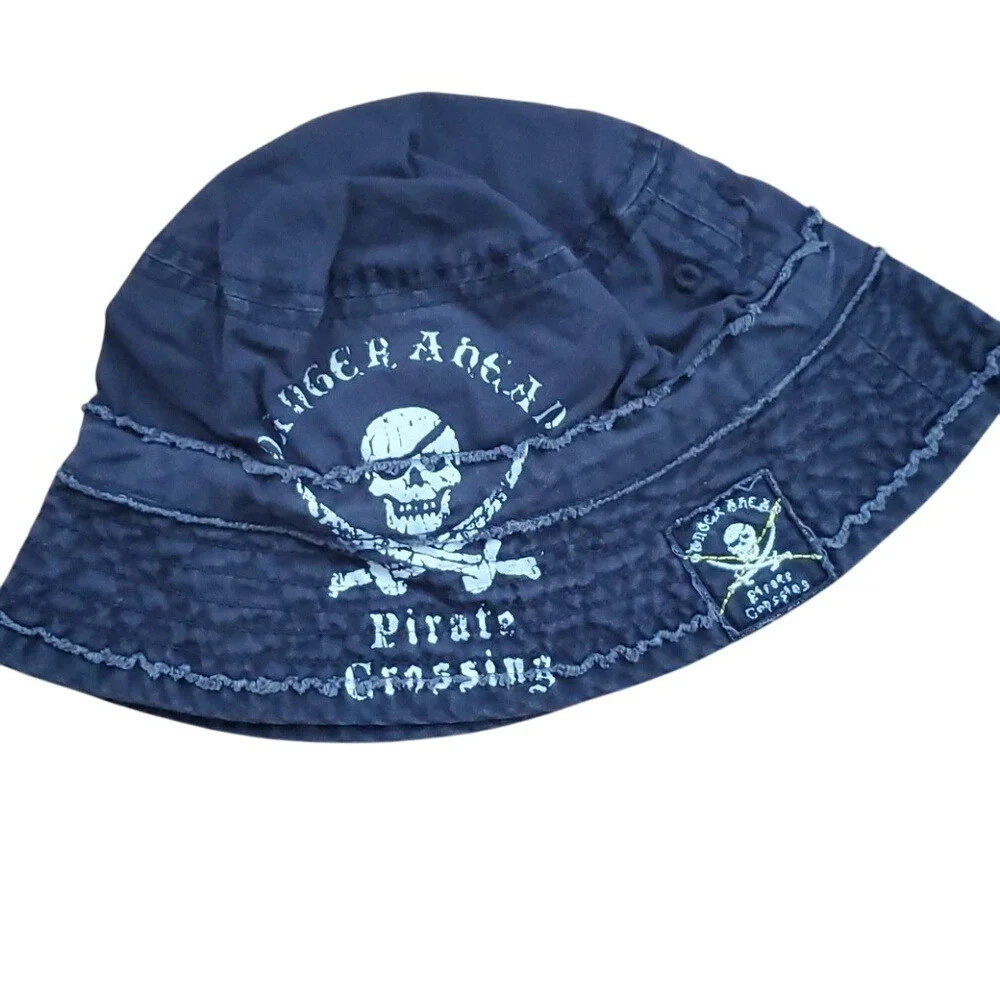 Amy Coe Boys Pirate Skull Brim‎ Hat Blue Size 5T